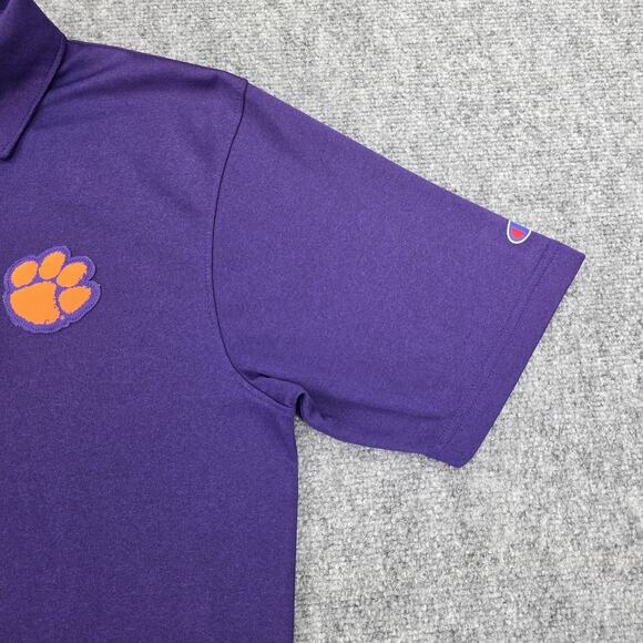 Clemson Tigers Shirt Mens Medium Purple NCAA Football Polo Champion Wicking - Picture 13 of 16